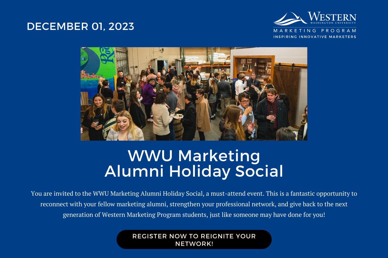 WWU Marketing Alumni Holiday Social Media Invitation